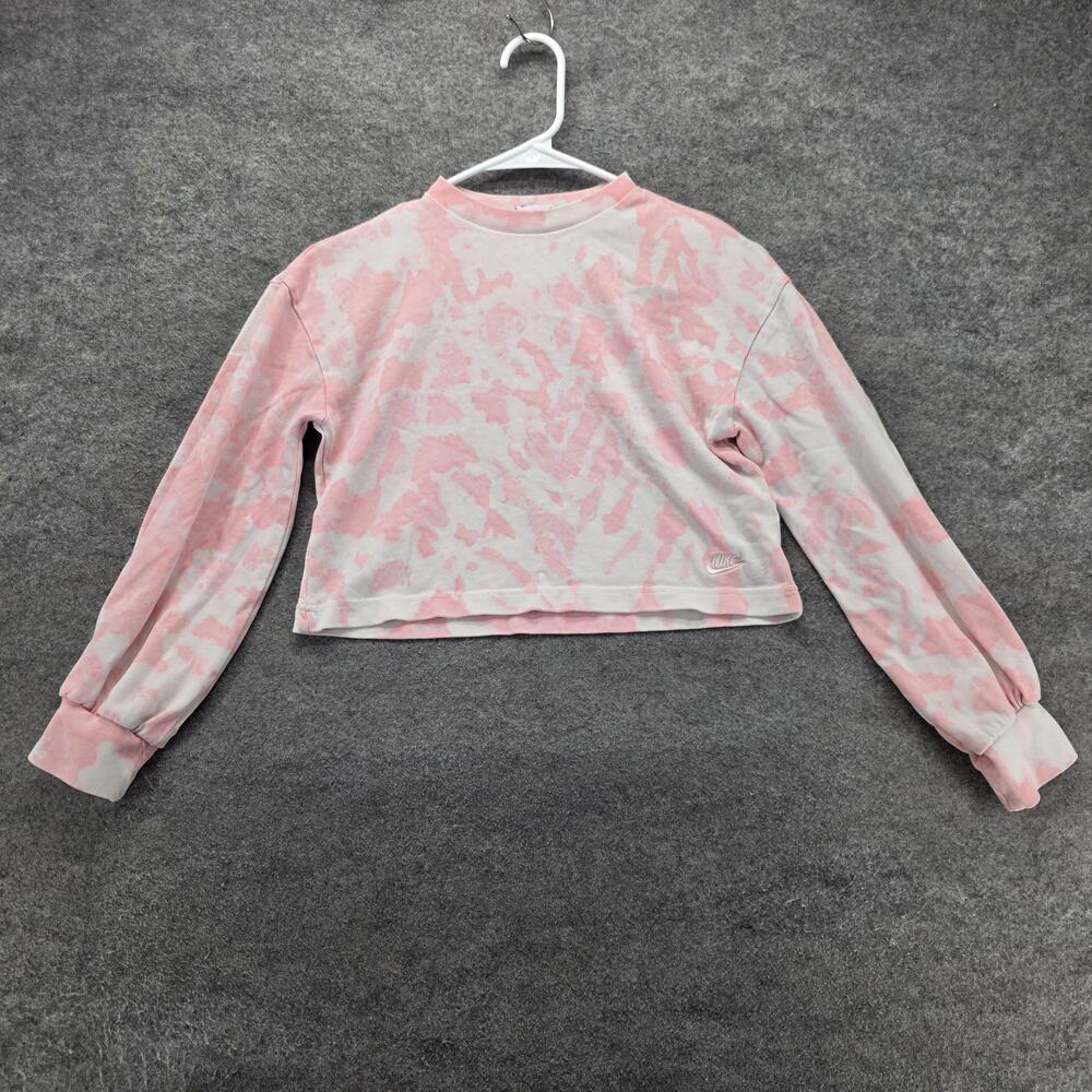 Nike Sweatshirt Womens M Pink Pullover Crewneck Batik Embroidered Logo